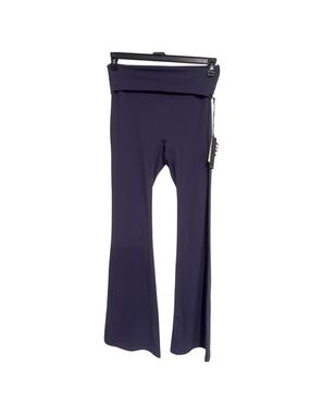 High-Rise Gray Fold-Over Waist Flare Pants